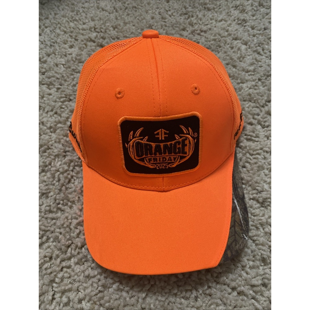 NWT FLEET FARM ORANGE FRIDAY 2025 TRUCKER CAP-MOSSY OAK Real Tree Weber Grills